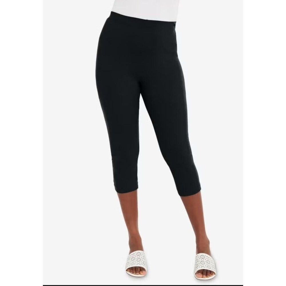 Jessica London Everyday Stretch Cotton Capri Legging Size 22/24 Black
